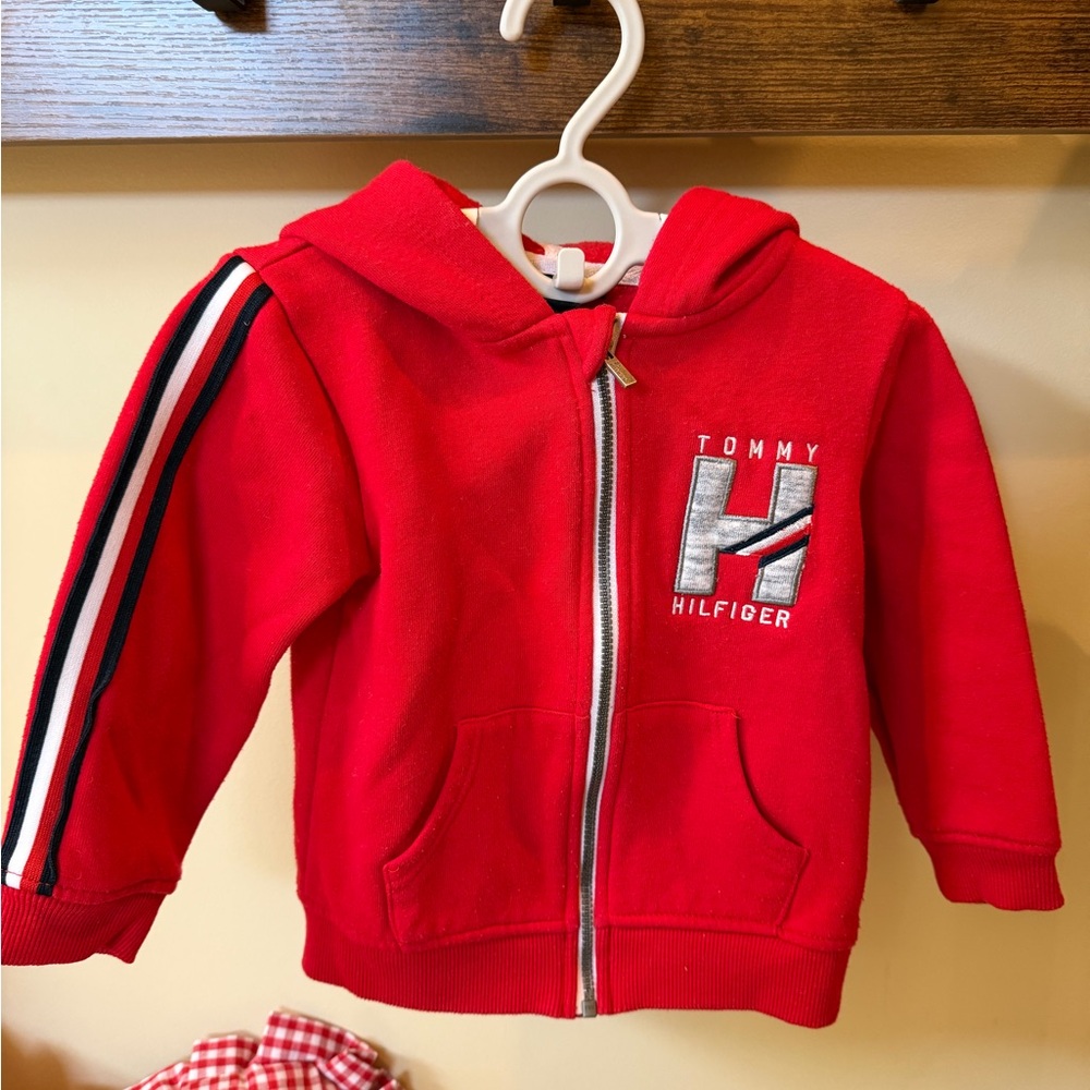 Tommy Hilfiger Toddler Boys Red Hoodie Size 18 Months